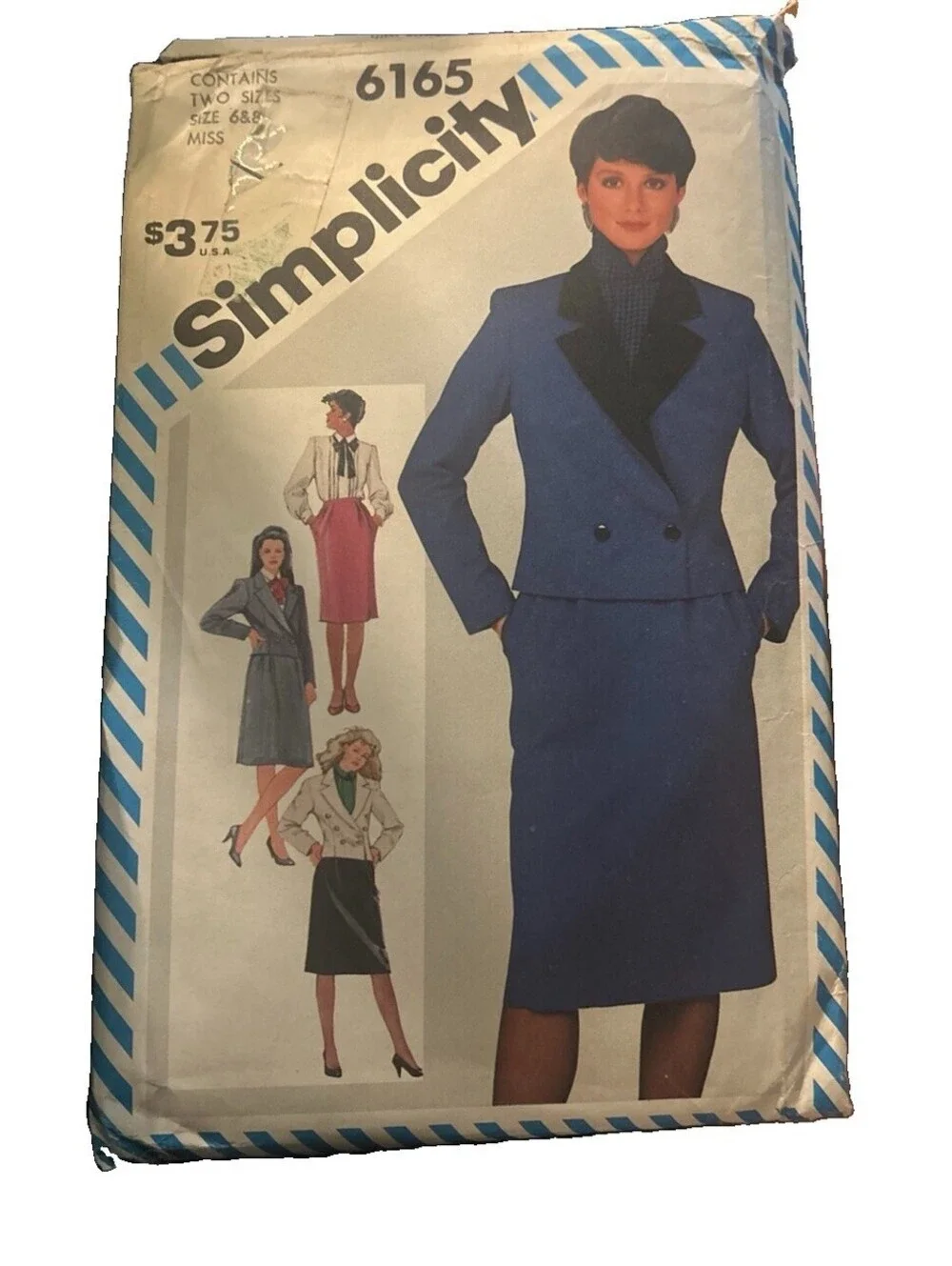 Slim Skirt Blouse Blazer Jacket 6 & 8 Simplicity 6165 Sewing Pattern UC VTG Suit